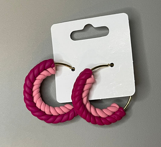Pink Braided hoops